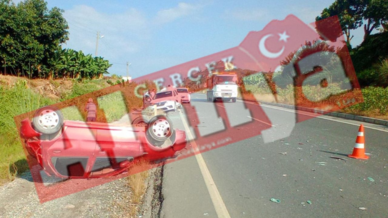 Alanya'da köpeğe çarpan sürücü, otomobile çarpmamak için takla attı