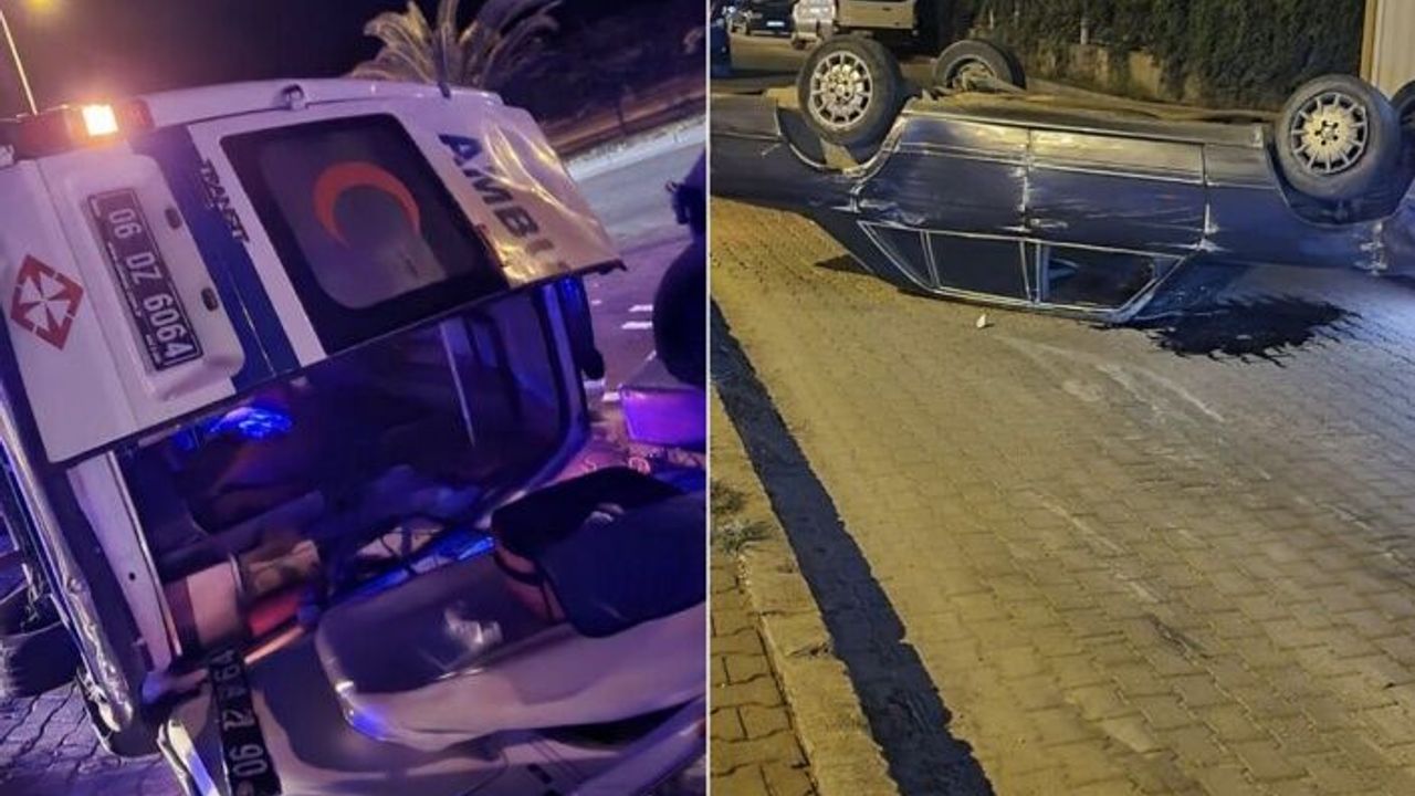 Alanya’da ambulans ile otomobil çarpıştı : 3 yaralı