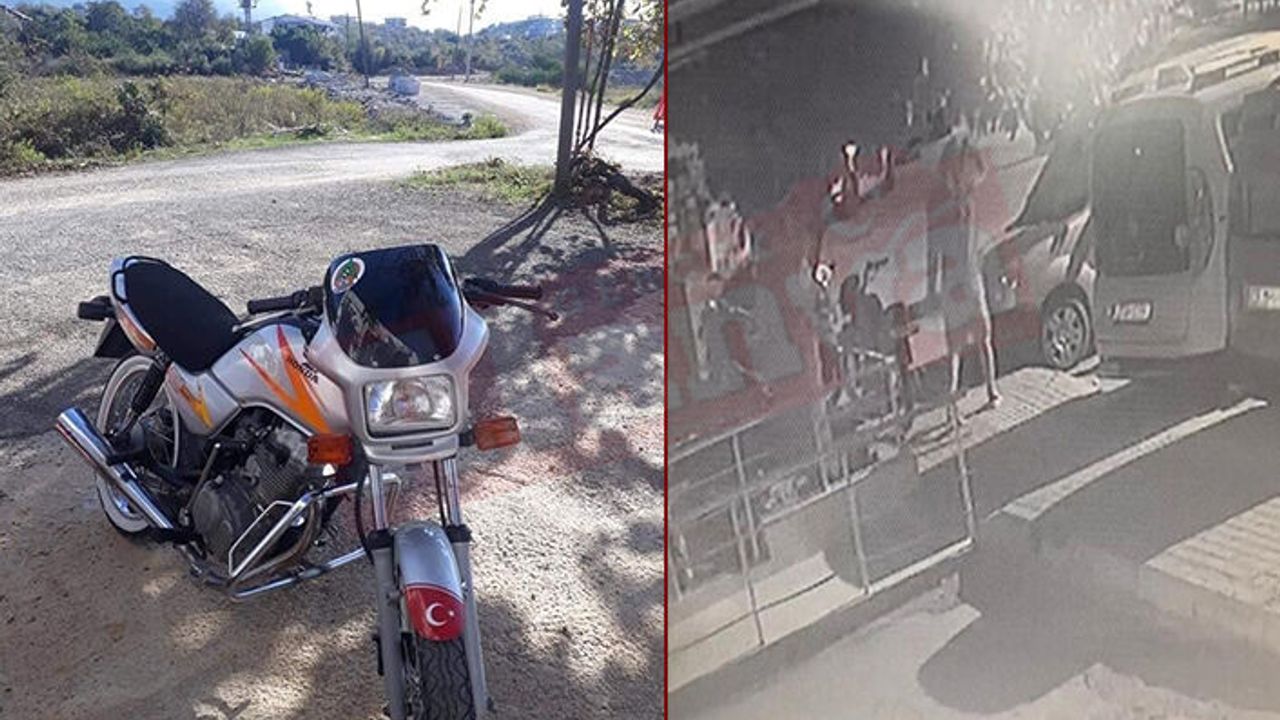 Alanya'da park halindeki motosiklet çalındı | O ANLAR KAMERADA
