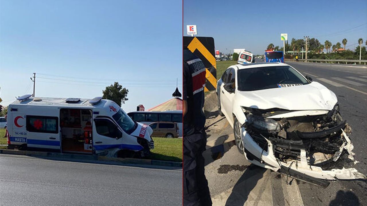 Alanya yolunda hasta taşıyan ambulans ile otomobil çarpıştı: 1 yaralı
