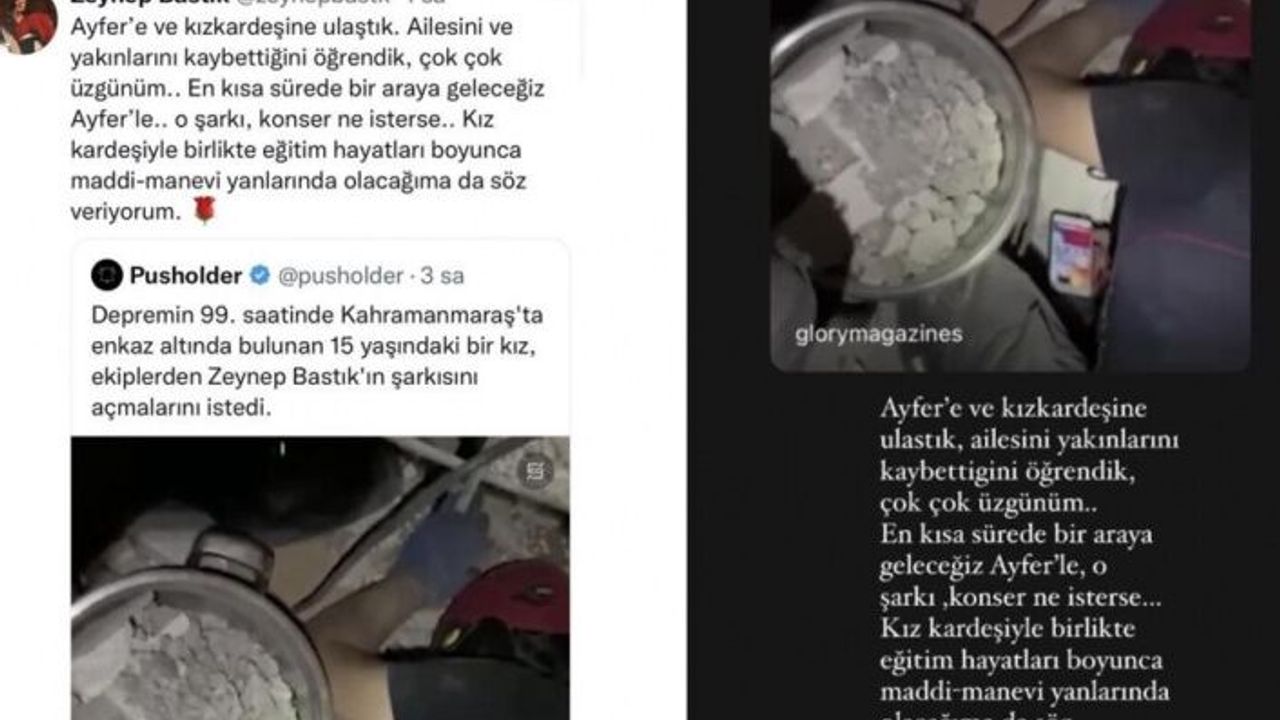 Zeynep Bastık enkaz altındayken şarkısını dinlemek isteyen genç kıza yardım eli uzattı