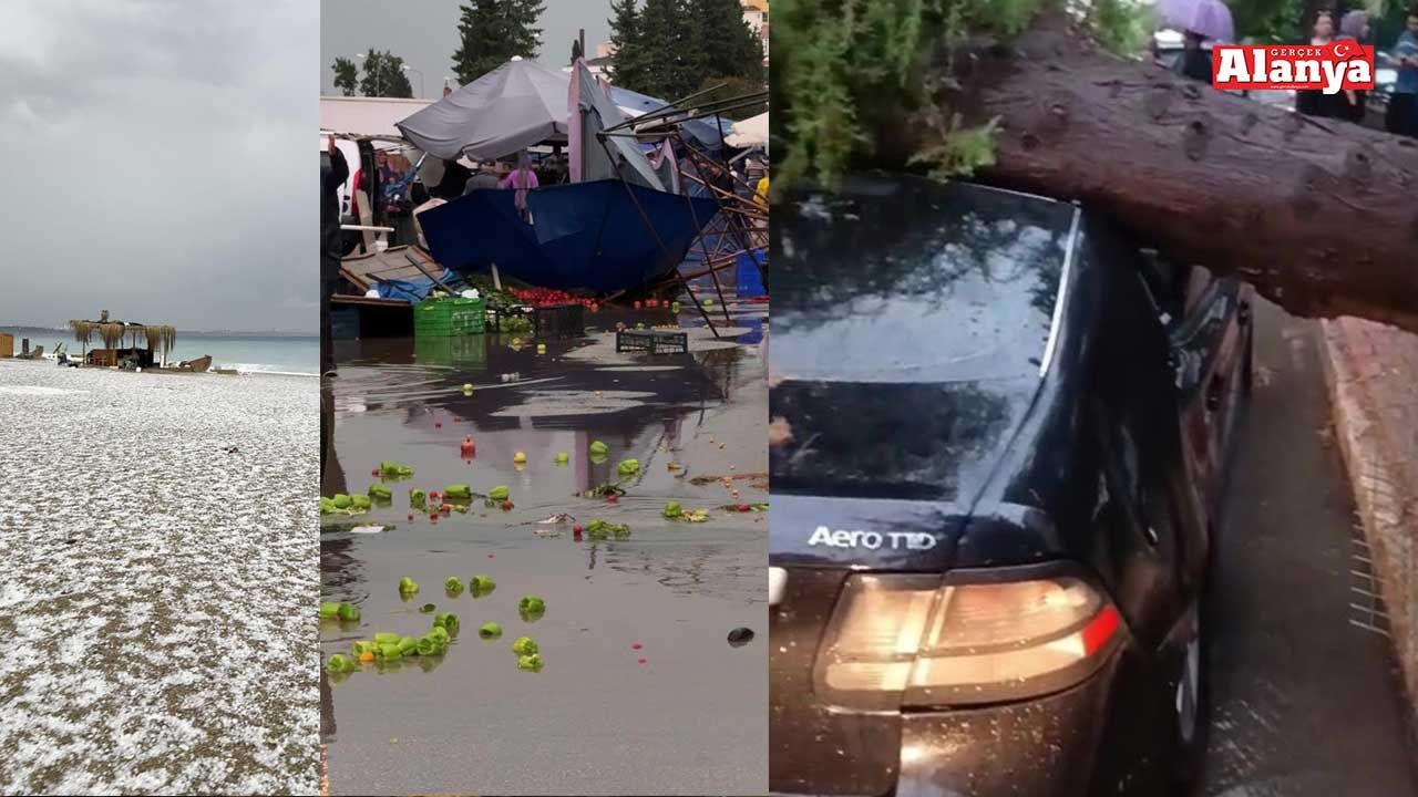 15 dakikalık yağış sahili beyaza bürüdü