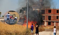 Evleri tehdit eden yangına mahalleli canla başla mücadele etti