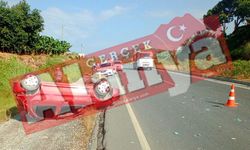 Alanya'da köpeğe çarpan sürücü, otomobile çarpmamak için takla attı