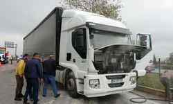 Seyir halindeki TIR'ın şoförü, yanmaktan son anda kurtuldu