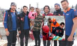 36 saat sonra enkazdan çıkarılan minik Ela, kurtarıcılarıyla bir araya geldi