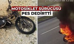 Plakasını söktüğü motosikletini yakıp gitti
