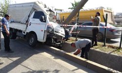 Ceviz yüklü kamyonet beton bloğa çarptı