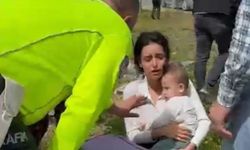 Kazada yaralanan anne kucağında çocukla gözyaşı döktü