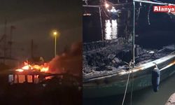 Balıkçı barınağına düşen yıldırım 3 tekneyi küle çevirdi