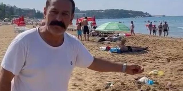 Alanya'da plajdaki çöpleri gören işletmeci isyan etti 