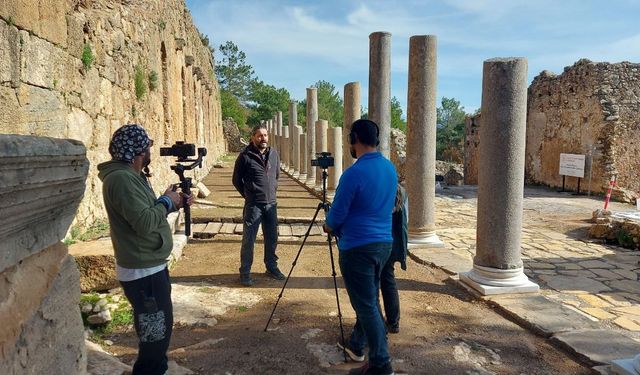 Alanya’daki Syedra Antik Kenti’nde belgesel çekimi başladı