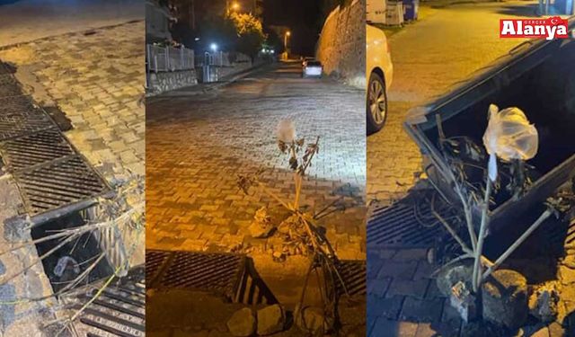 Alanya'da düşen mazgal tehlike saçıyor