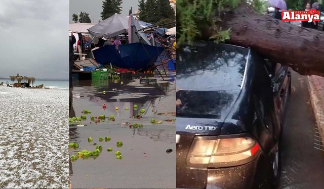 15 dakikalık yağış sahili beyaza bürüdü