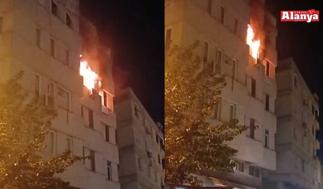 Apartman dairesi alev alev yandı