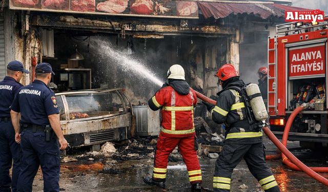 Alanya’da kasapta çıkan yangın söndürüldü