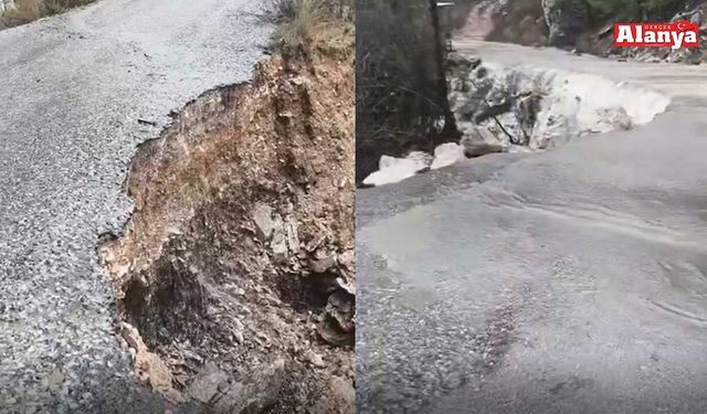 Alanya'da Asmaca yolu çöktü