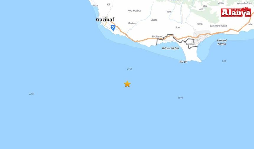 Akdeniz açıklarında 4 büyüklüğünde deprem