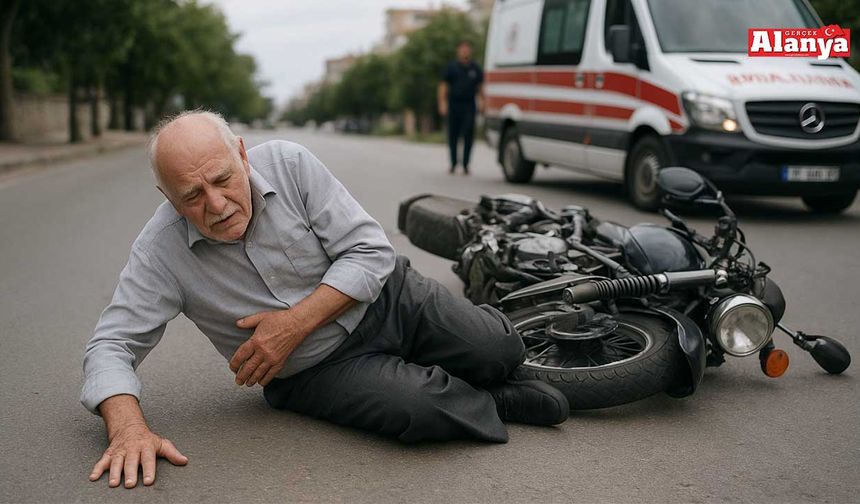 Alanya’da motosiklet kazasında yaşlı adam yaralandı