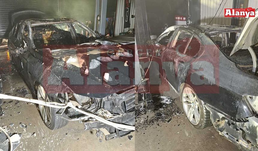 Alanya'da oto tamirhanesinde çıkan yangın söndürüldü