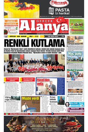 Gerçek Alanya Gazetesi - 25.11.2023 Manşeti