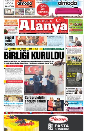 Gerçek Alanya Gazetesi - 29.11.2023 Manşeti