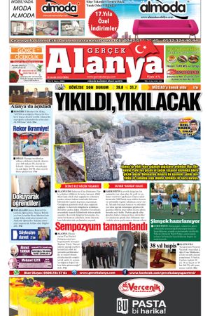 Gerçek Alanya Gazetesi - 01.12.2023 Manşeti