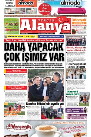 Gerçek Alanya Gazetesi - 26.02.2024 Manşeti