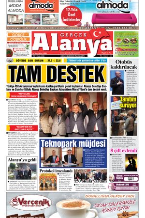 Gerçek Alanya Gazetesi - 01.03.2024 Manşeti