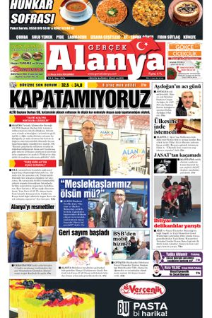 25.04.2024 Gerçek Alanya Gazetesi Manşeti
