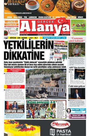 16.04.2024 Gerçek Alanya Gazetesi Manşeti