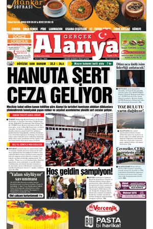 19.04.2024 Gerçek Alanya Gazetesi Manşeti