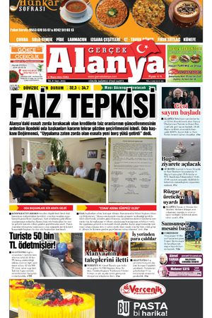 17.05.2024 Gerçek Alanya Gazetesi Manşeti