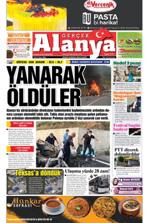 18.05.2024 Gerçek Alanya Gazetesi Manşeti