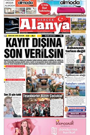 08.07.2024 Gerçek Alanya Gazetesi Manşeti
