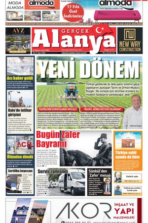 Gerçek Alanya Gazetesi- 30 Ağustos 2024