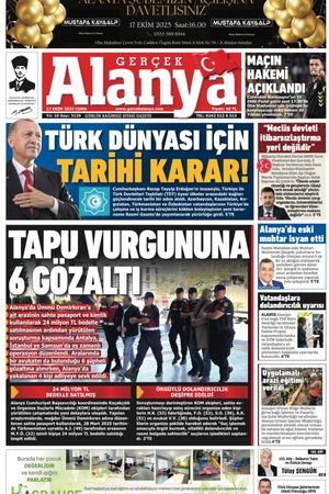 Gerçek Alanya Gazetesi 17 Ekim 2025